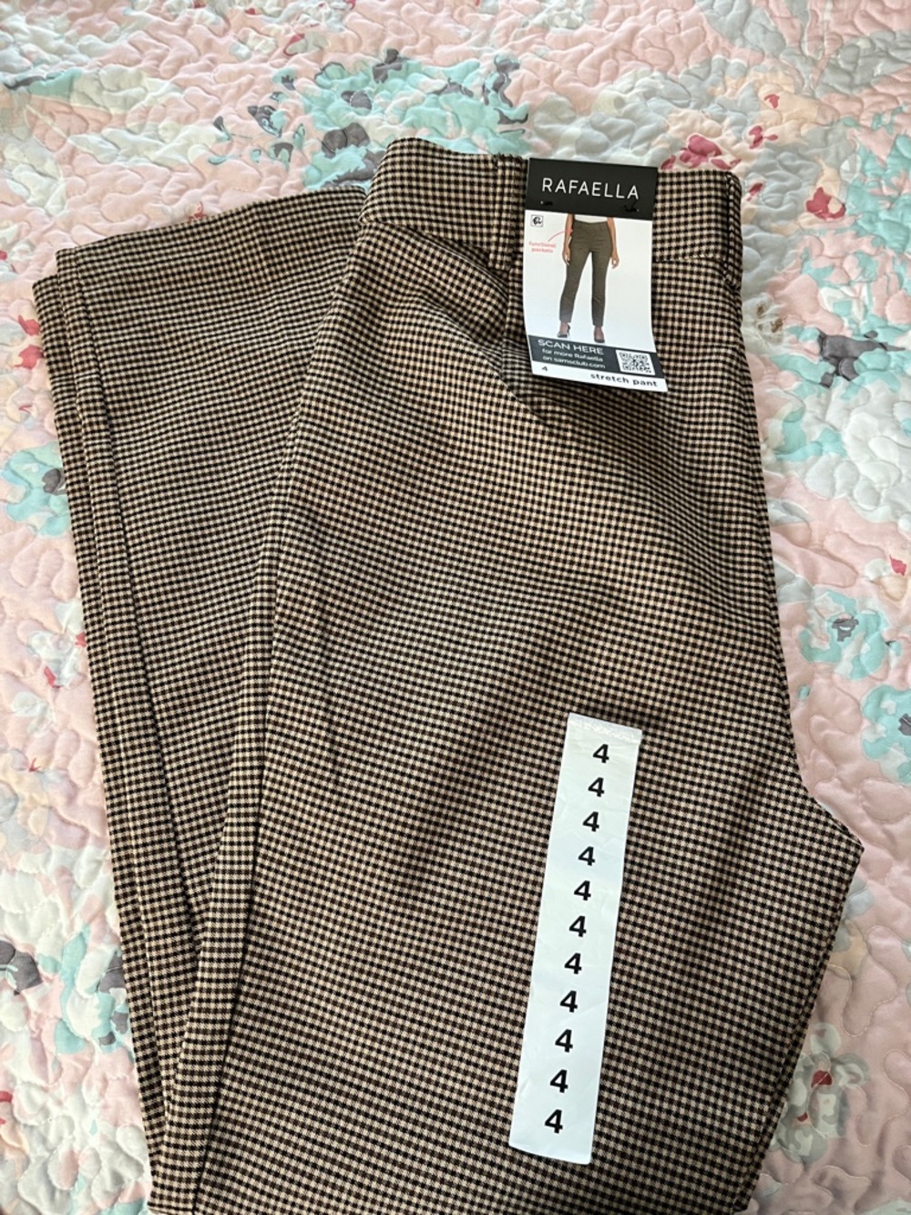 Rafaella Brown Houndstooth Stretch Pants